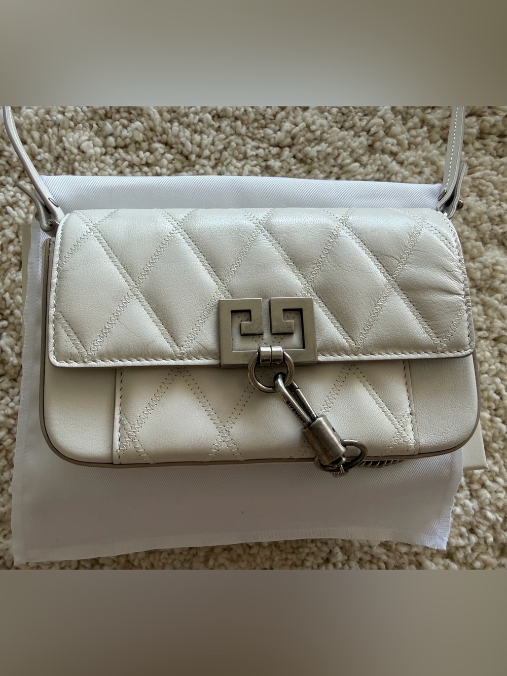 Givenchy Pocket Mini Pouch Bag – White Quilted Goat Leather w/ box & dust bag